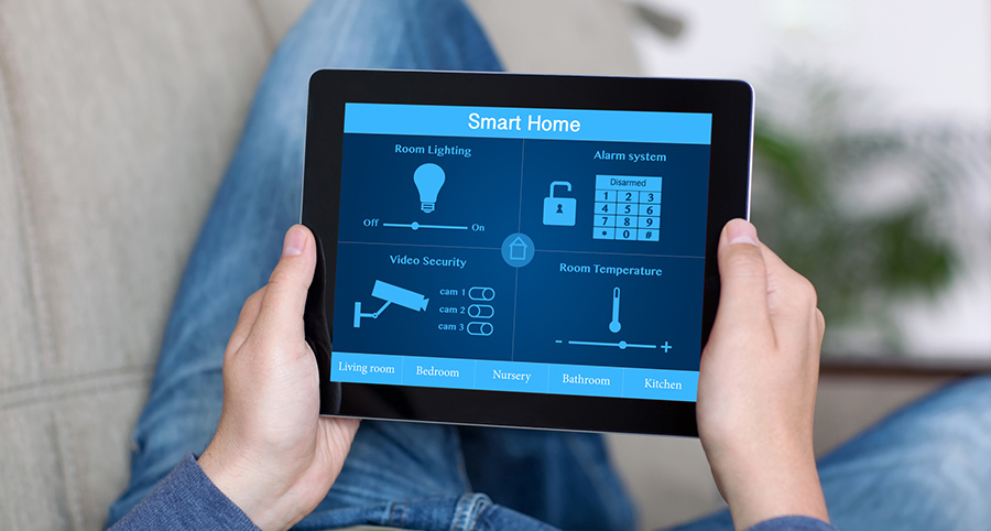 The ability to access and control security components from a mobile device is one of the top smart home trends in Scranton. Close-up of smart home security app.